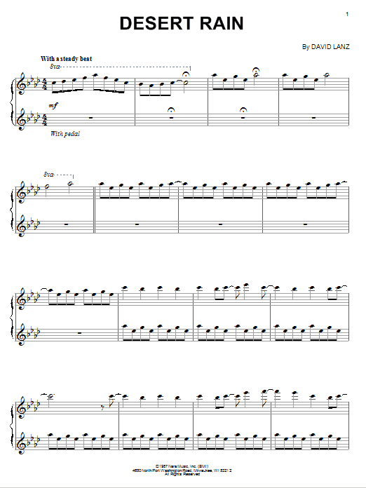 Preview David Lanz Desert Rain New Age sheet music, notes and chords for Piano, SKU: 74813 Desert Rain sheet music
