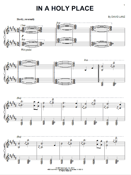 Preview David Lanz In A Holy Place New Age sheet music, notes and chords for Piano, SKU: 74806 In A Holy Place sheet music