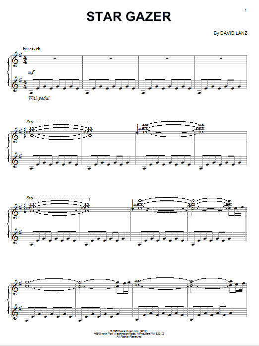 Preview David Lanz Star Gazer New Age sheet music, notes and chords for Piano, SKU: 74804 Star Gazer sheet music
