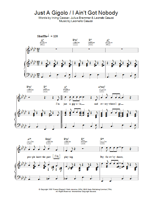 just a gigolo note tab for ukulele