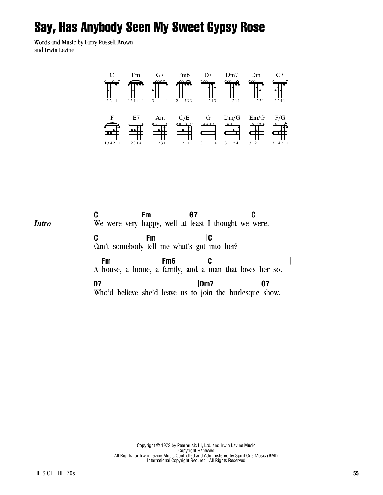 Dawn Say, Has Anybody Seen My Sweet Gypsy Rose Sheet Music Notes & Chords for Melody Line, Lyrics & Chords - Download or Print PDF