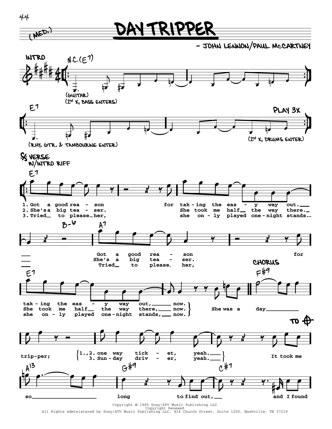 The Beatles Day Tripper Jazz Version Sheet Music Download Pdf Score 436234