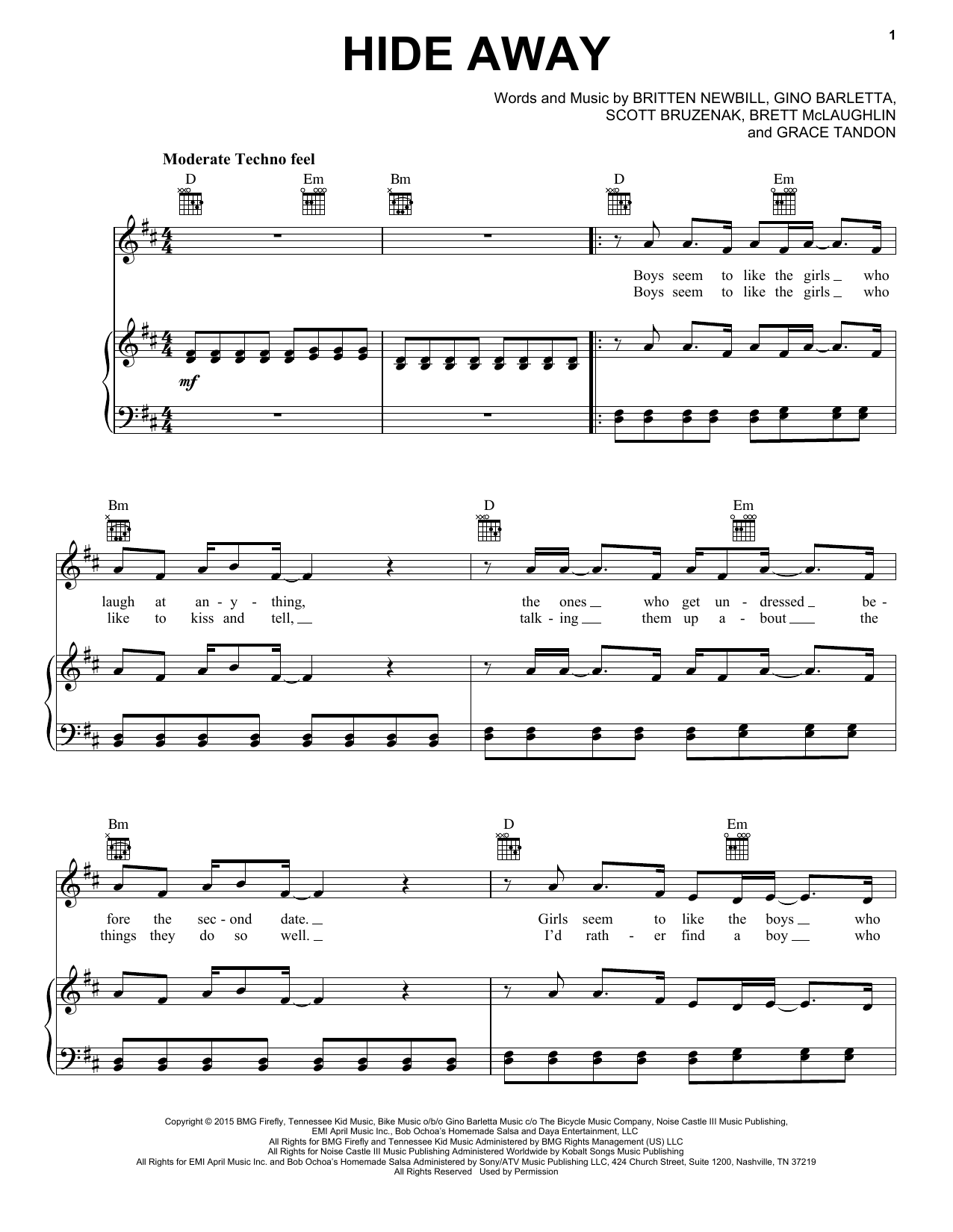Daya Hide Away Sheet Music Notes & Chords for Easy Piano - Download or Print PDF
