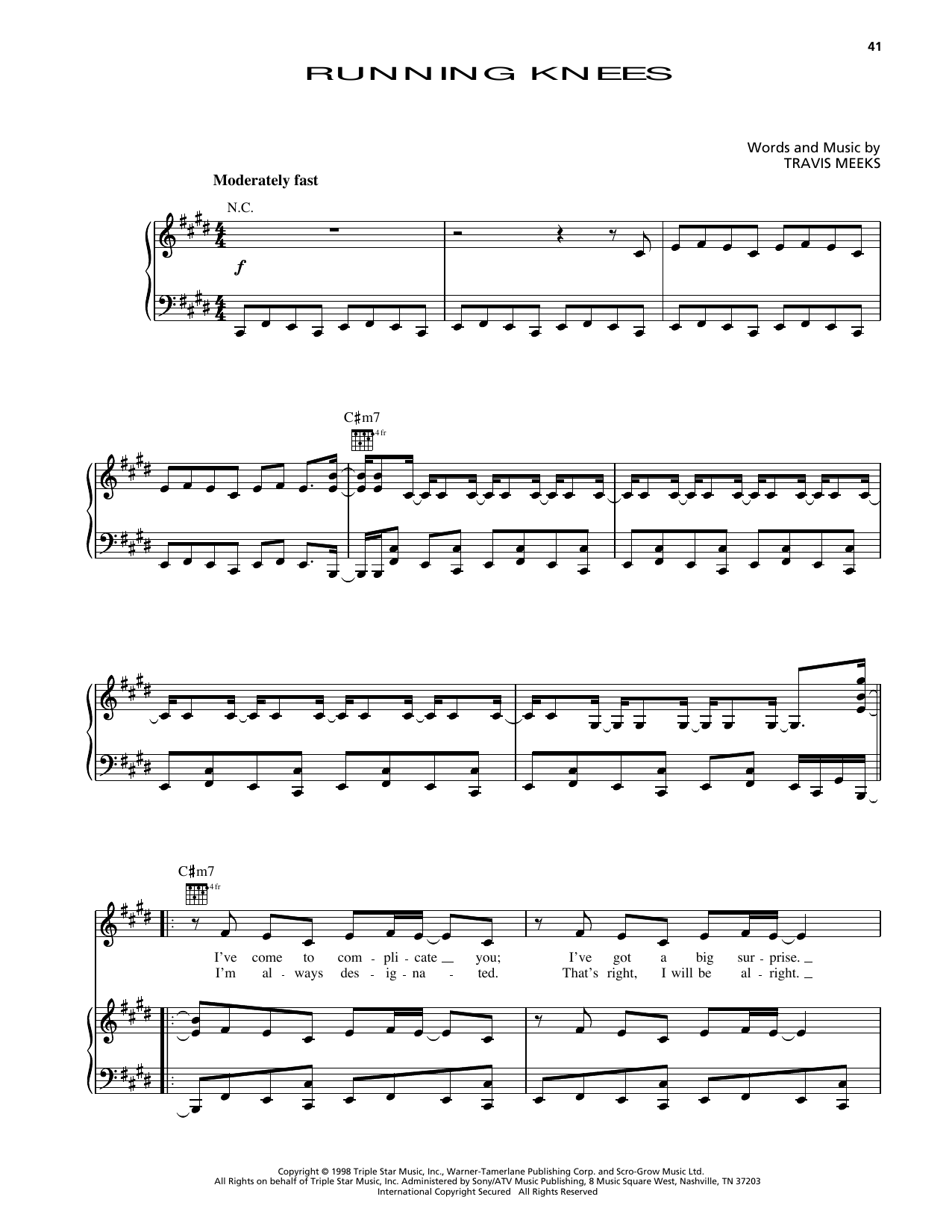 Days Of The New Running Knees (from Godzilla) Sheet Music Notes & Chords for Piano, Vocal & Guitar Chords (Right-Hand Melody) - Download or Print PDF