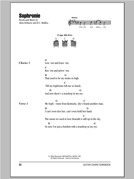D.C. Mullins Sophronie Sheet Music Notes & Chords for Piano, Vocal & Guitar (Right-Hand Melody) - Download or Print PDF