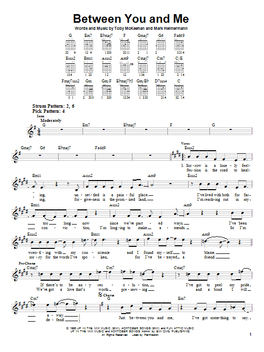 dc Talk Between You And Me Sheet Music Notes & Chords for Easy Guitar - Download or Print PDF