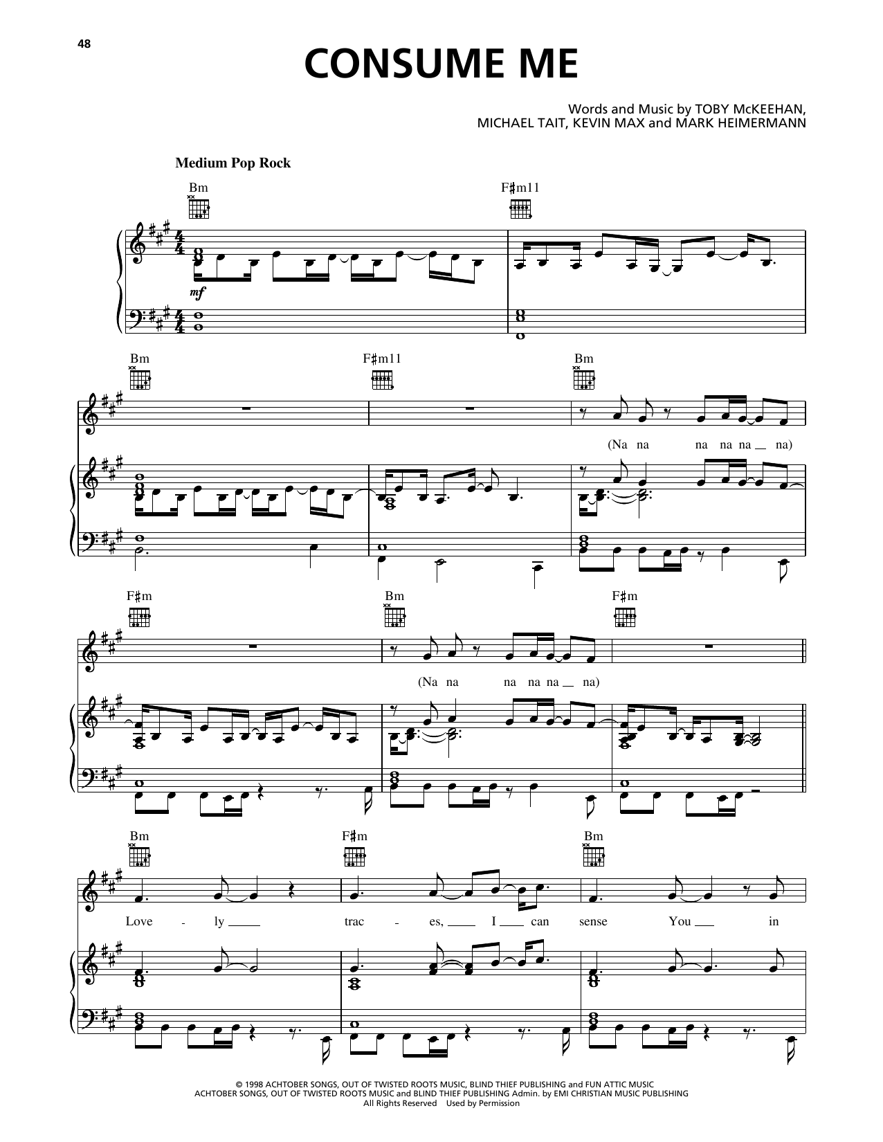 dc Talk Consume Me Sheet Music Notes & Chords for Piano, Vocal & Guitar (Right-Hand Melody) - Download or Print PDF