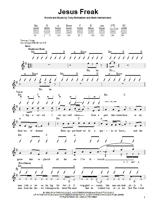dc Talk Jesus Freak Sheet Music Notes & Chords for Piano, Vocal & Guitar (Right-Hand Melody) - Download or Print PDF