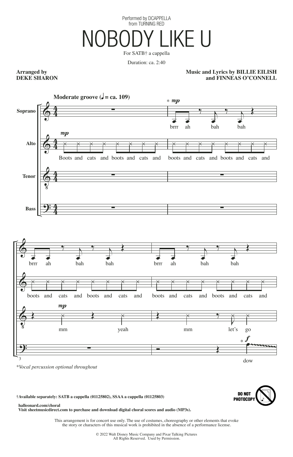 DCappella Nobody Like U (from Turning Red) (arr. Deke Sharon) Sheet Music Notes & Chords for SSAA Choir - Download or Print PDF