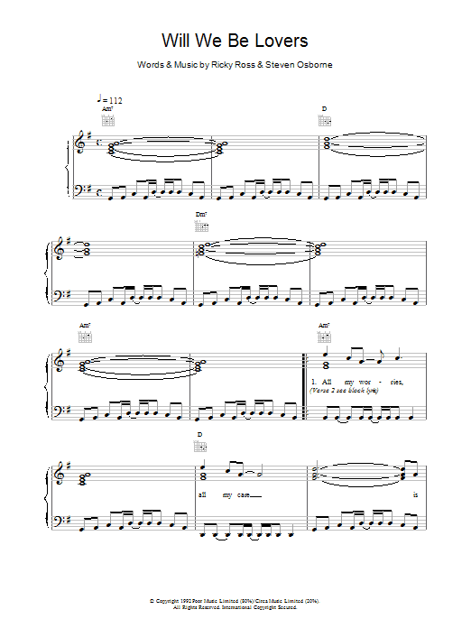 Will We Be Lovers sheet music