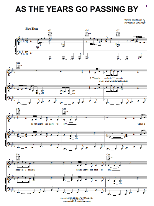 Deadric Malone As The Years Go Passing By Sheet Music Notes & Chords for Lyrics & Chords - Download or Print PDF