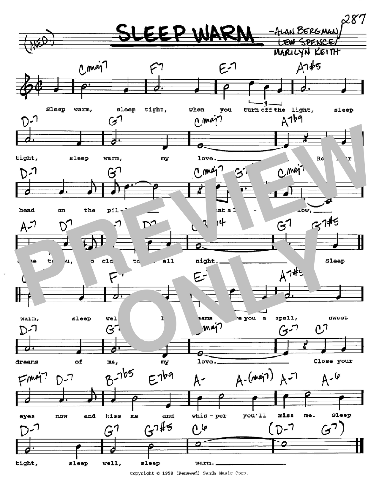 Dean Martin Sleep Warm Sheet Music Notes & Chords for Real Book - Melody, Lyrics & Chords - C Instruments - Download or Print PDF