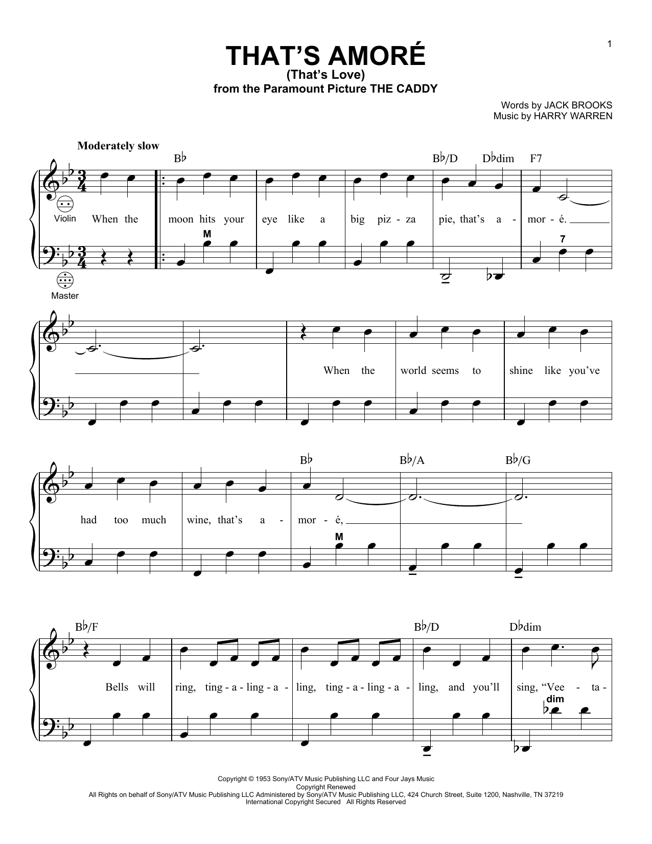 Gary Meisner That's Amore (That's Love) Sheet Music Notes & Chords for Accordion - Download or Print PDF