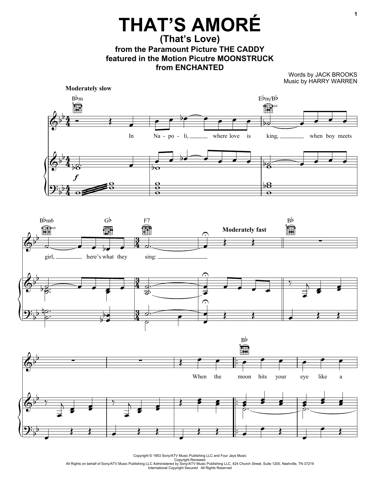 Dean Martin That's Amore (That's Love) Sheet Music Notes & Chords for Trombone - Download or Print PDF