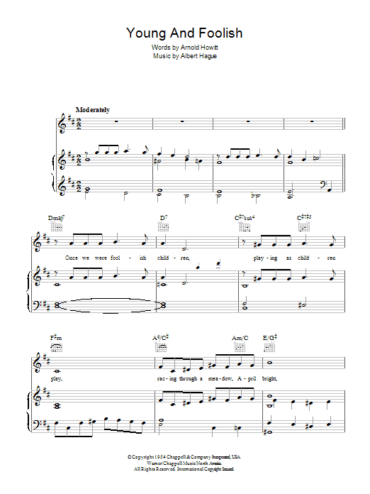 Dean Martin Young And Foolish Sheet Music Notes & Chords for Piano, Vocal & Guitar - Download or Print PDF