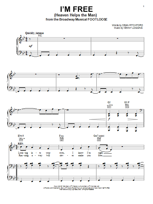 Dean Pitchford I'm Free (Heaven Helps The Man) Sheet Music Notes & Chords for Easy Piano - Download or Print PDF