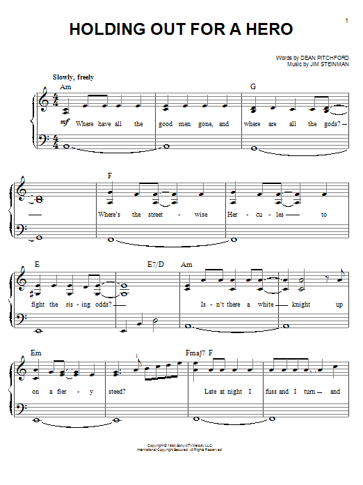 Dean Pitchford Holding Out For A Hero Sheet Music Download Pdf Score 86747