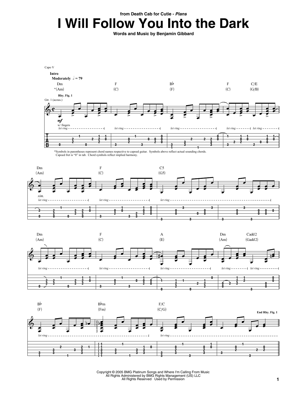 Death Cab For Cutie I Will Follow You Into The Dark Sheet Music Notes & Chords for Ukulele - Download or Print PDF
