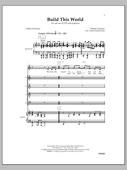 Debbie Friedman Build This World Sheet Music Notes & Chords for Choral - Download or Print PDF