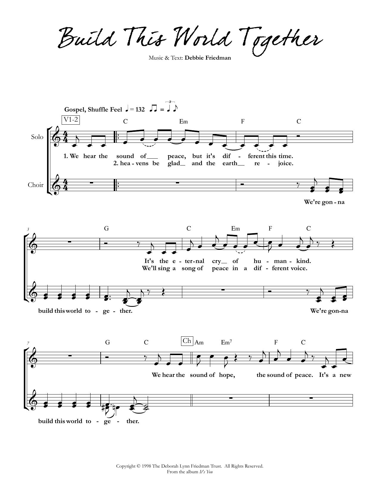 Debbie Friedman Build This World Together Sheet Music Notes & Chords for Lead Sheet / Fake Book - Download or Print PDF