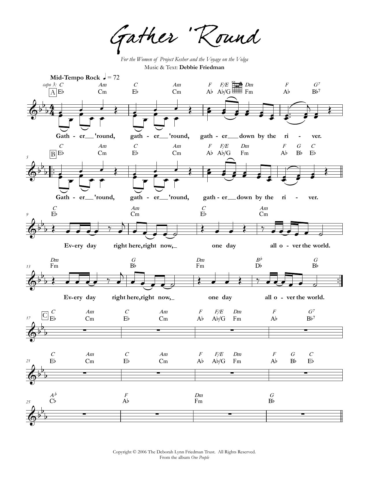 Debbie Friedman Gather 'Round Sheet Music Notes & Chords for Lead Sheet / Fake Book - Download or Print PDF