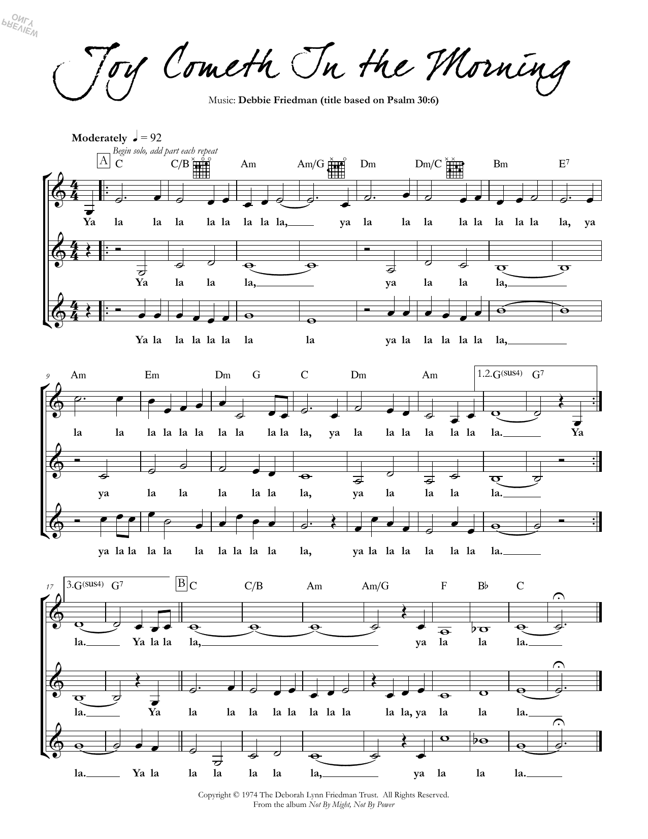 Debbie Friedman Joy Cometh In the Morning Sheet Music Notes & Chords for Lead Sheet / Fake Book - Download or Print PDF