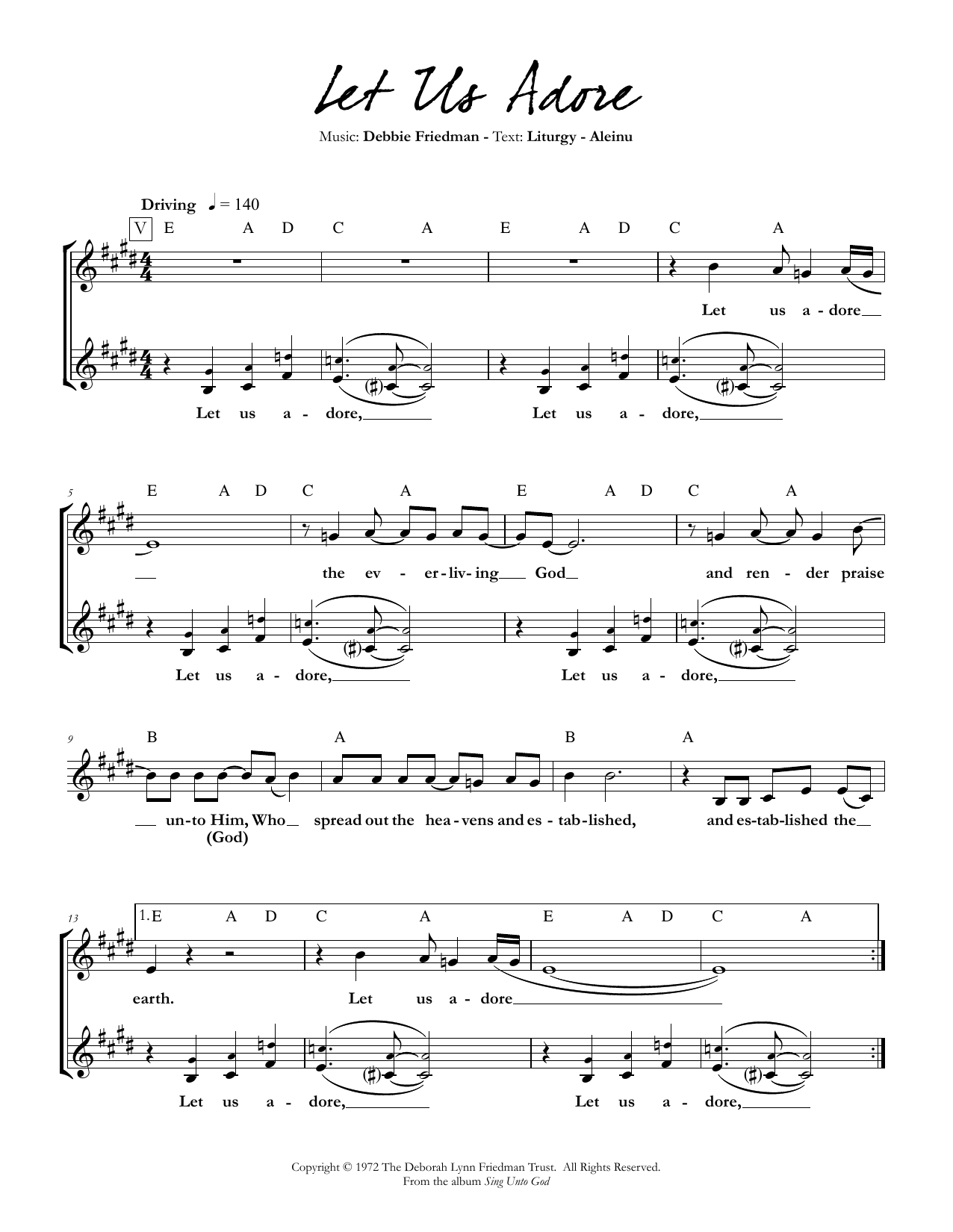 Debbie Friedman Let Us Adore Sheet Music Notes & Chords for Lead Sheet / Fake Book - Download or Print PDF