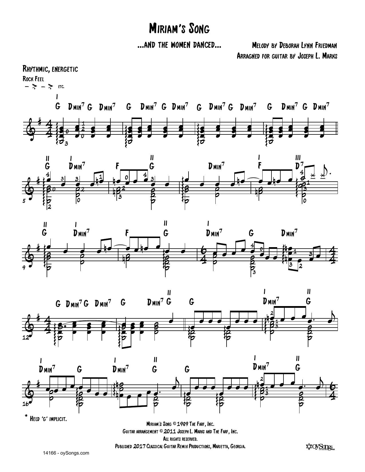 Debbie Friedman Miriam's Song (arr. Joe Marks) Sheet Music Notes & Chords for Guitar Tab - Download or Print PDF