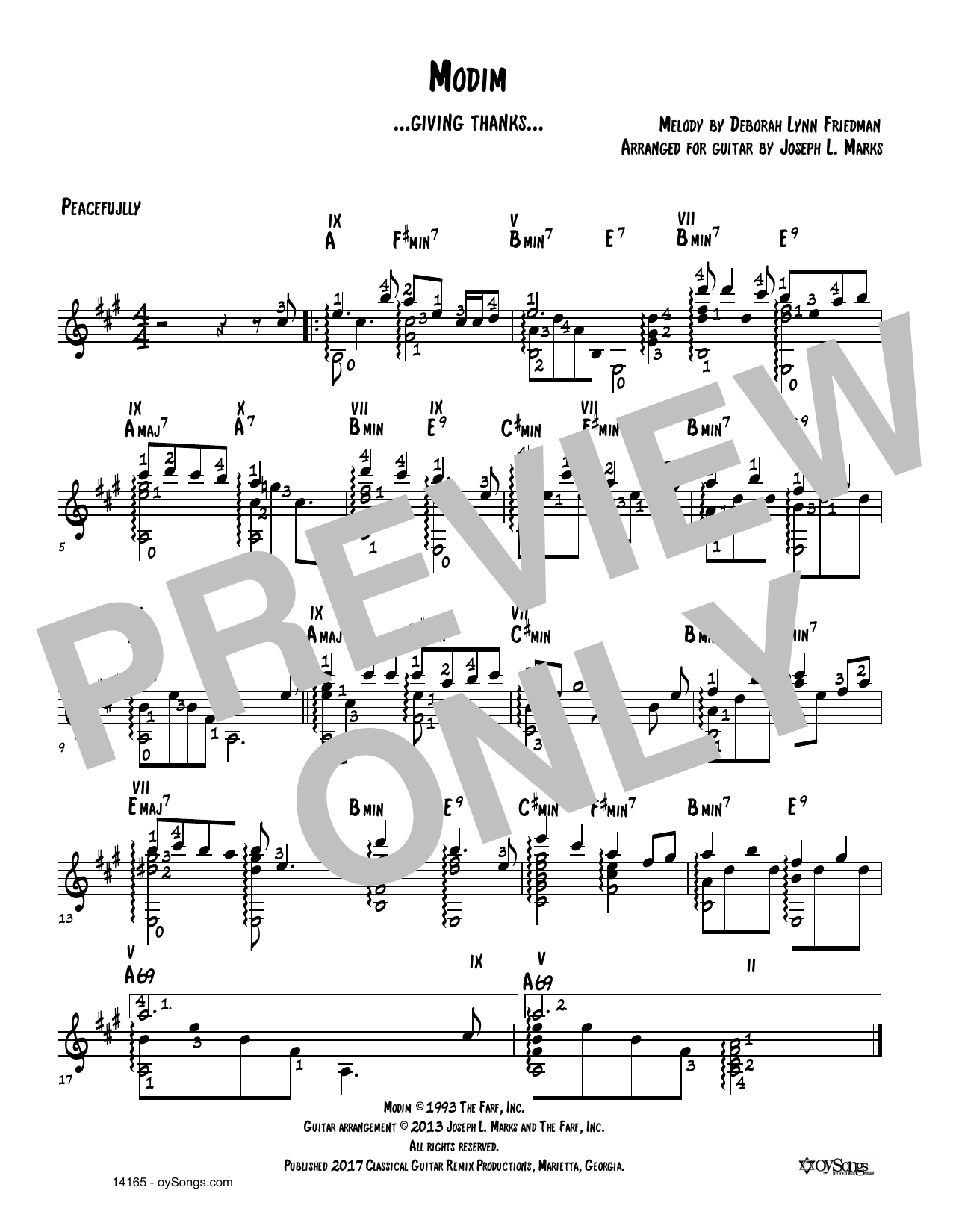 Debbie Friedman Modim (arr. Joe Marks) Sheet Music Notes & Chords for Guitar Tab - Download or Print PDF