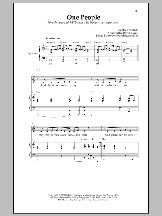 Debbie Friedman One People Sheet Music Notes & Chords for Choral - Download or Print PDF