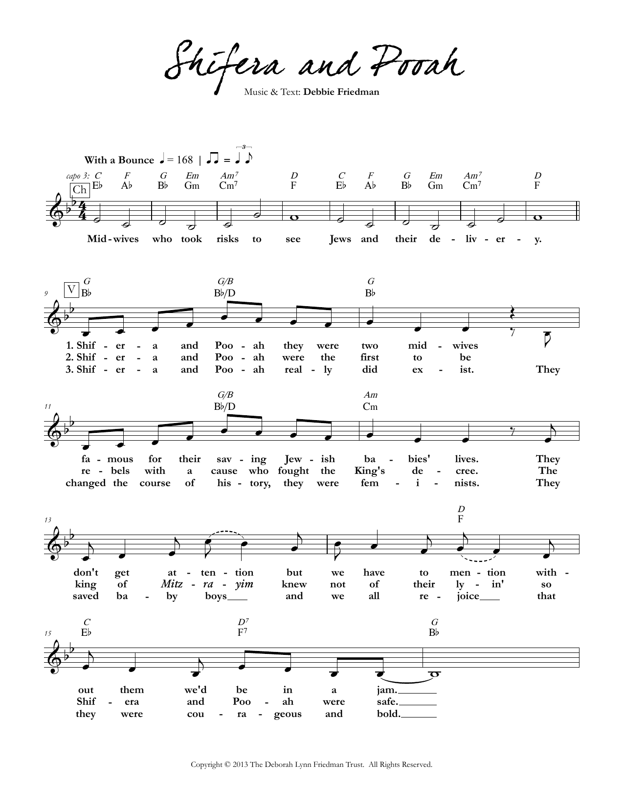 Debbie Friedman Shifera and Pooah Sheet Music Notes & Chords for Lead Sheet / Fake Book - Download or Print PDF