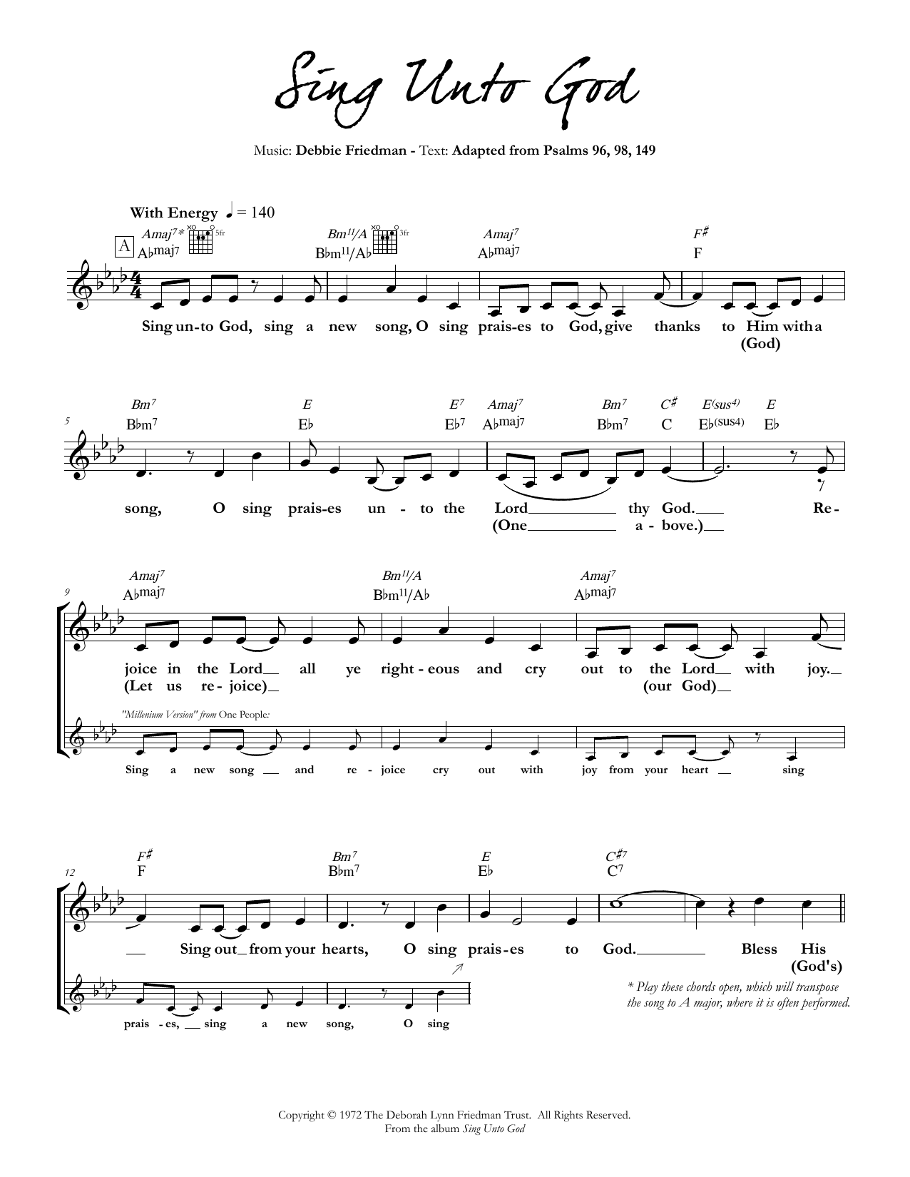 Debbie Friedman Sing Unto God Sheet Music Notes & Chords for Lead Sheet / Fake Book - Download or Print PDF