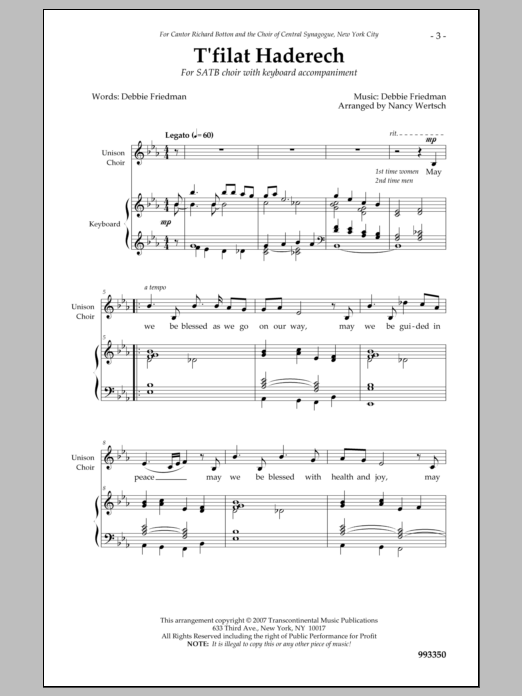 Debbie Friedman Tfilat Haderech Sheet Music Notes & Chords for Choral - Download or Print PDF