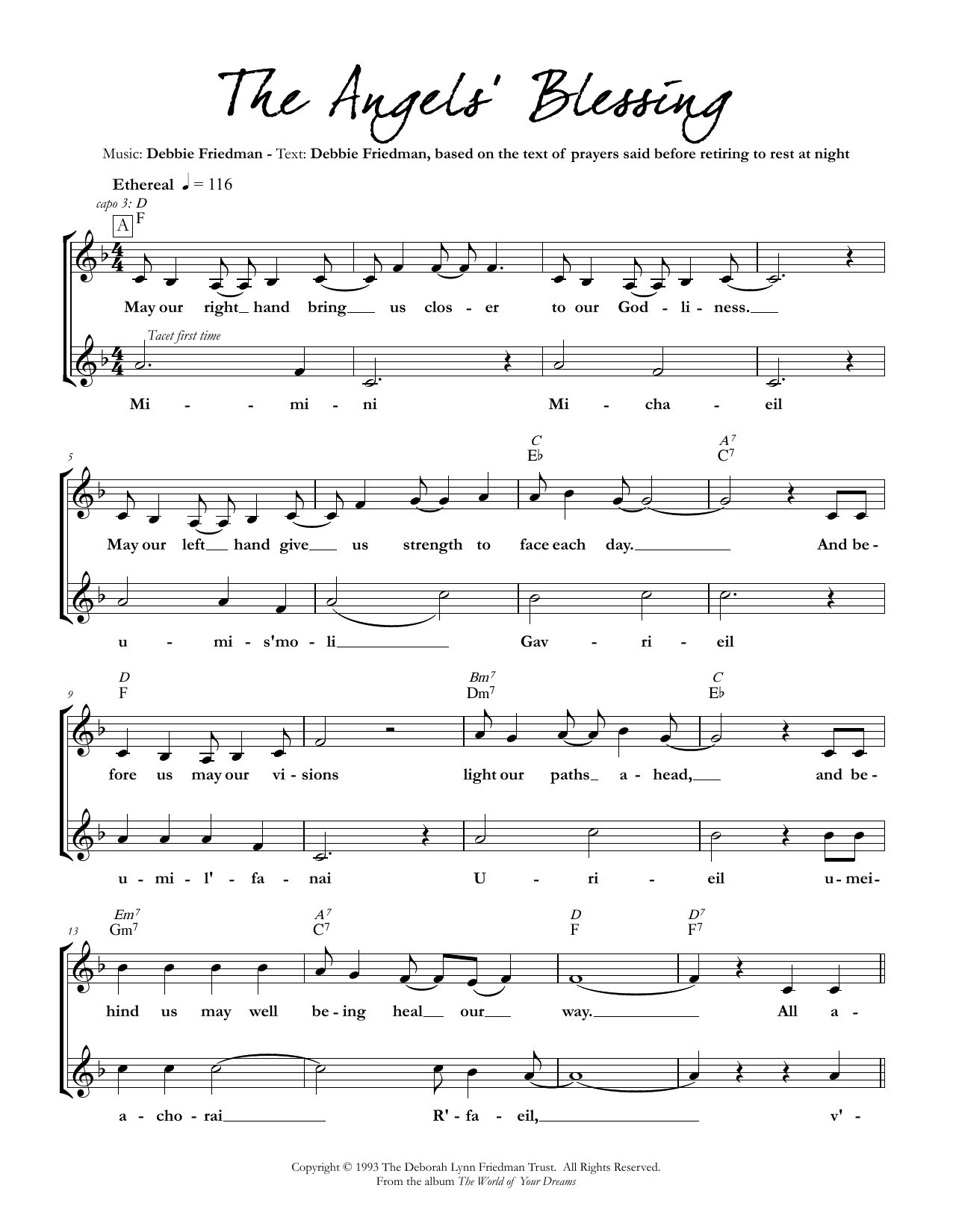 Debbie Friedman The Angels' Blessing Sheet Music Notes & Chords for Lead Sheet / Fake Book - Download or Print PDF