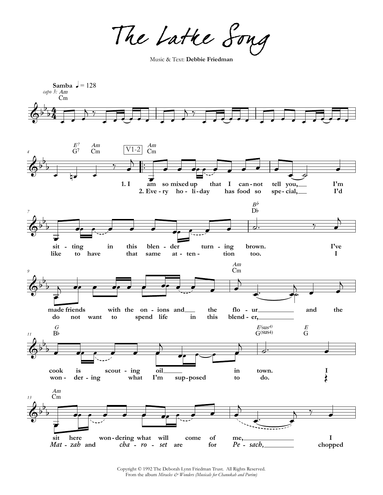 Debbie Friedman The Latke Song Sheet Music Notes & Chords for Lead Sheet / Fake Book - Download or Print PDF