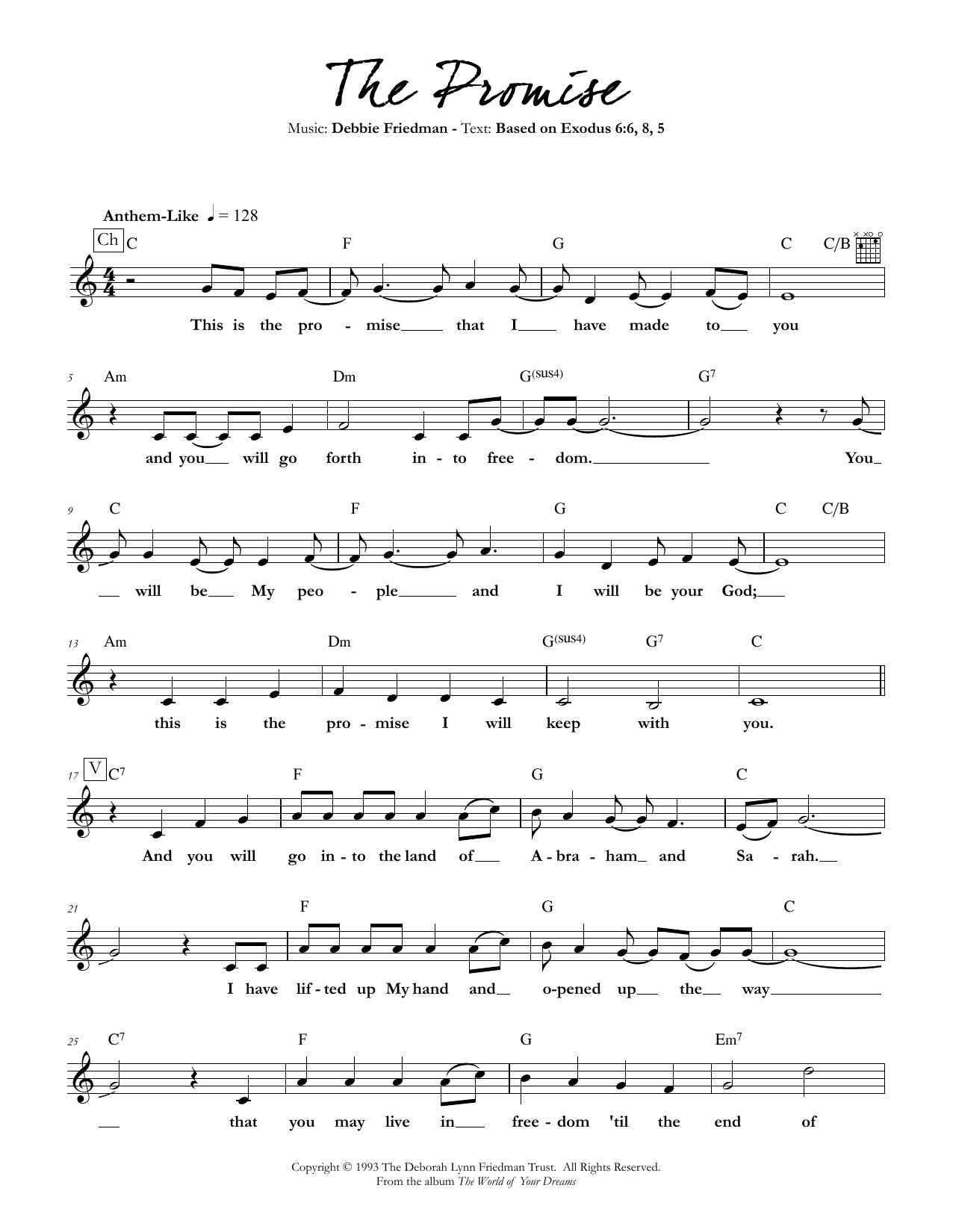 Debbie Friedman The Promise Sheet Music Notes & Chords for Lead Sheet / Fake Book - Download or Print PDF