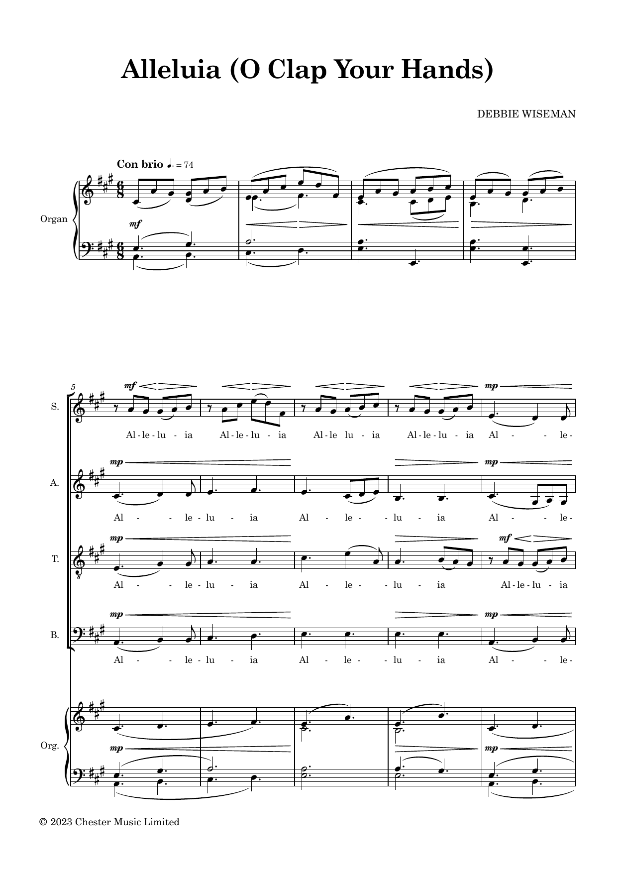 Debbie Wiseman Alleluia (O Clap Your Hands) Sheet Music Notes & Chords for SATB Choir - Download or Print PDF