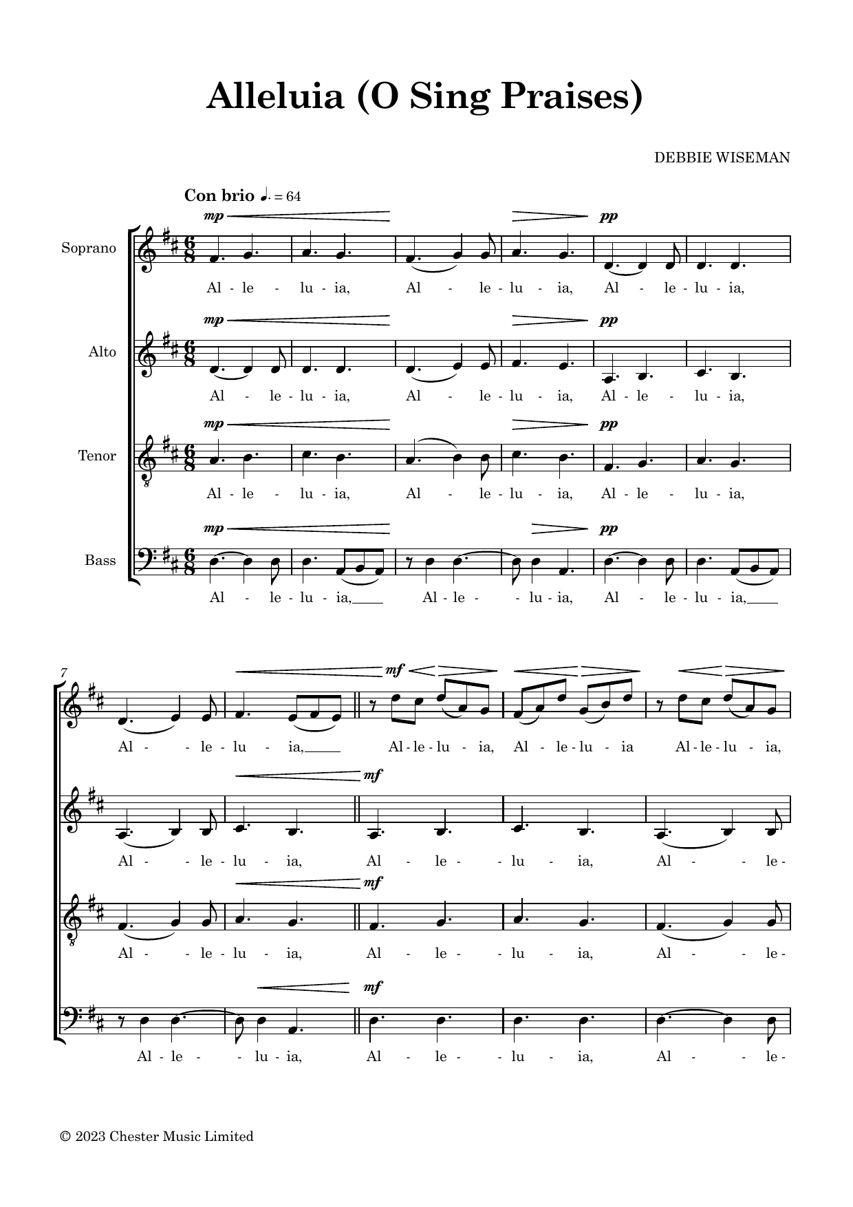 Debbie Wiseman Alleluia (O Sing Praises) Sheet Music Notes & Chords for SATB Choir - Download or Print PDF