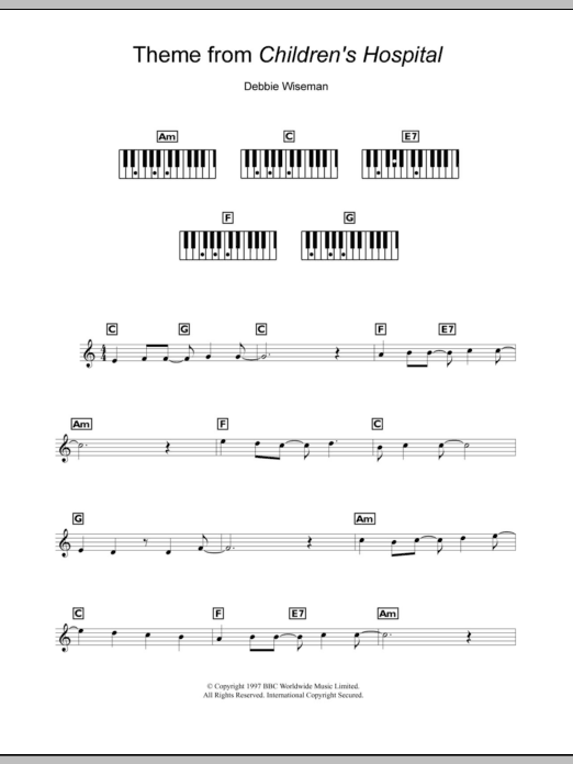 Debbie Wiseman Theme from Children's Hospital Sheet Music Notes & Chords for Keyboard - Download or Print PDF