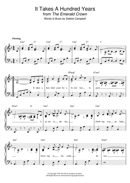 Debbie Campbell It Takes A Hundred Years from 'The Emerald Crown' Sheet Music Notes & Chords for Easy Piano - Download or Print PDF