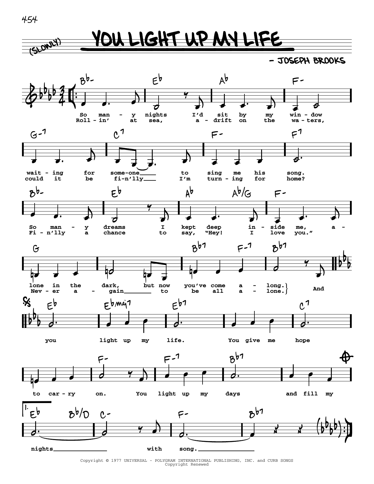 Debby Boone You Light Up My Life (Low Voice) Sheet Music Notes & Chords for Real Book – Melody, Lyrics & Chords - Download or Print PDF Debby Boone You Light Up My Life (Low Voice) Sheet Music Notes & Chords for Real Book – Melody, Lyrics & Chords - Download or Print PDF