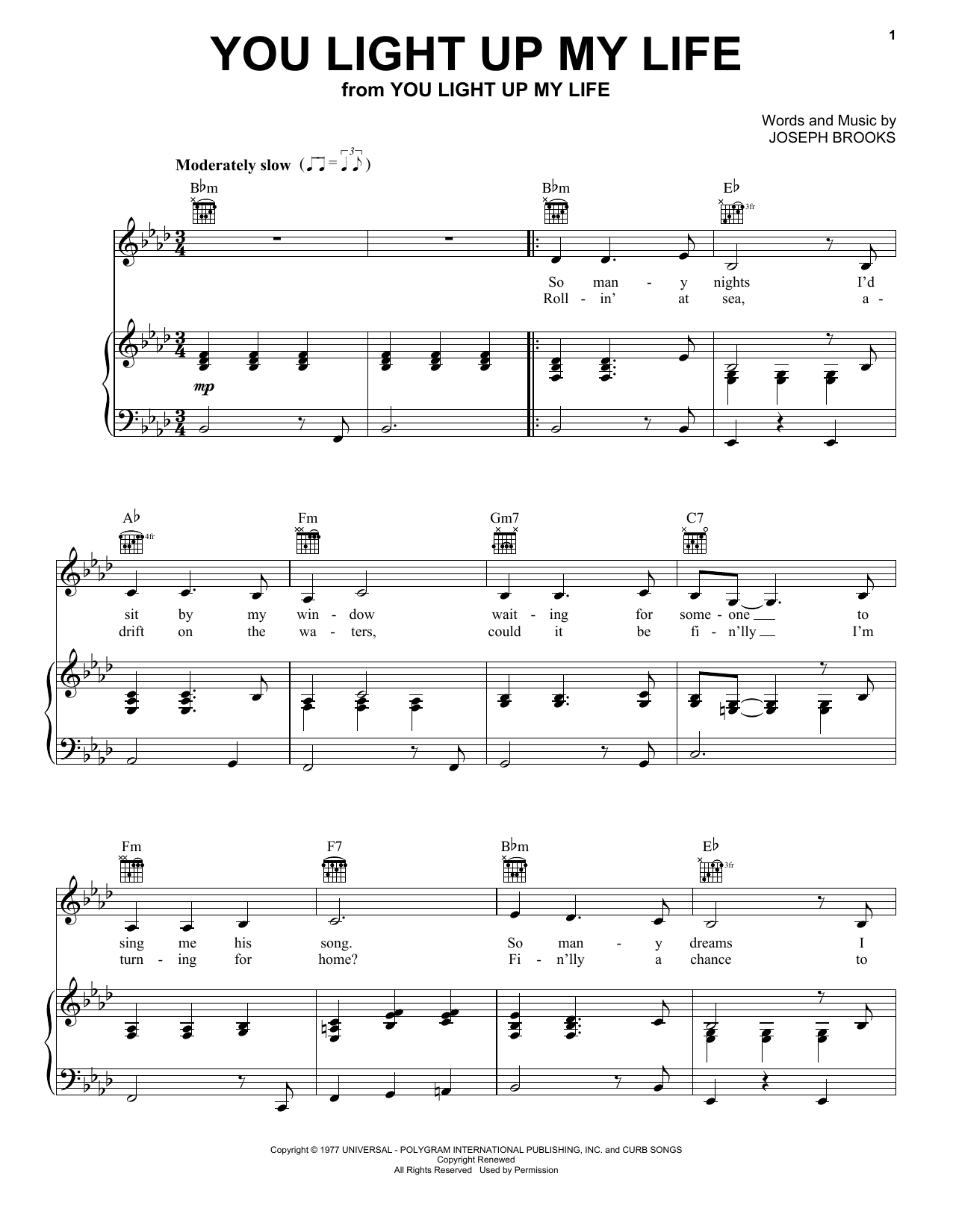Debby Boone You Light Up My Life Sheet Music Notes & Chords for Super Easy Piano - Download or Print PDF