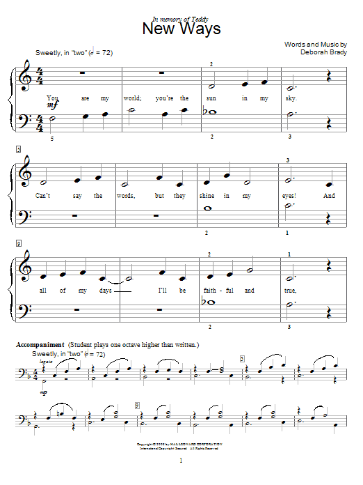 Deborah Brady New Ways Sheet Music Notes & Chords for Educational Piano - Download or Print PDF