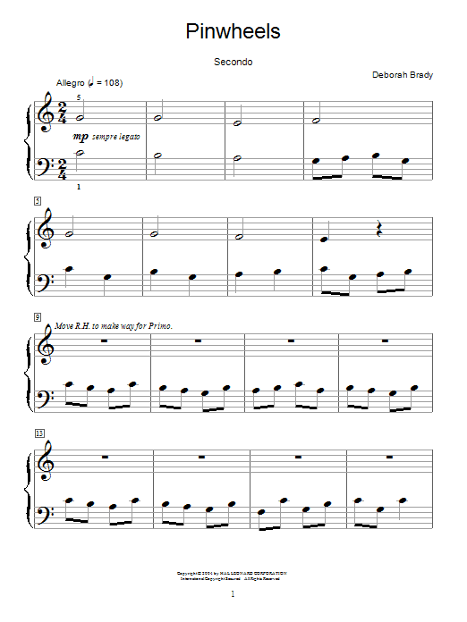 Deborah Brady Pinwheels Sheet Music Notes & Chords for Piano - Download or Print PDF