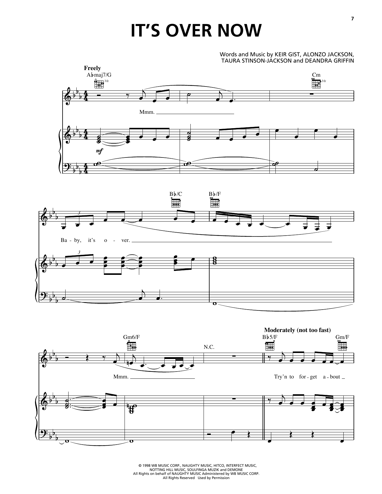 Deborah Cox It's Over Now Sheet Music Notes & Chords for Piano, Vocal & Guitar Chords (Right-Hand Melody) - Download or Print PDF Deborah Cox It's Over Now Sheet Music Notes & Chords for Piano, Vocal & Guitar Chords (Right-Hand Melody) - Download or Print PDF