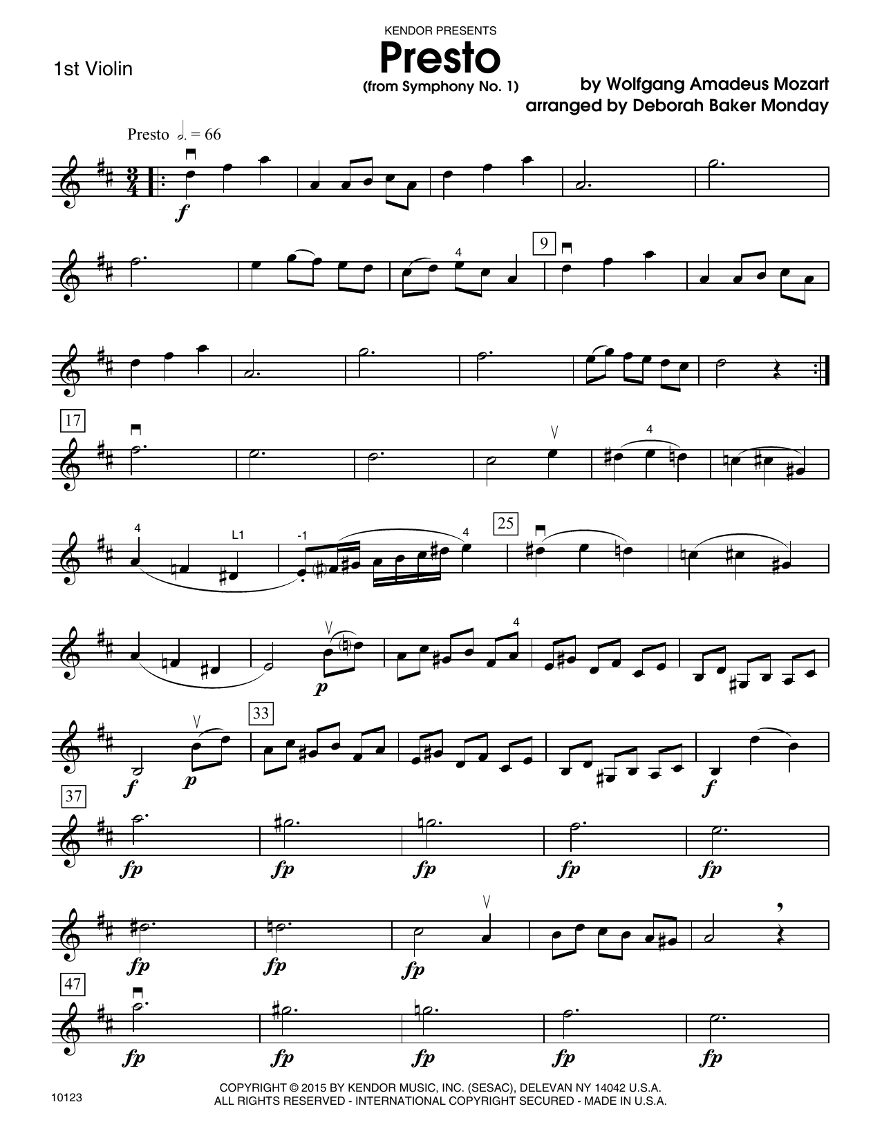 Presto (from Symphony No. 1) - 1st Violin sheet music