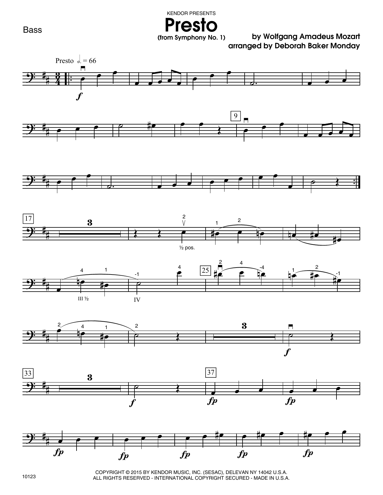 Presto (from Symphony No. 1) - Bass sheet music