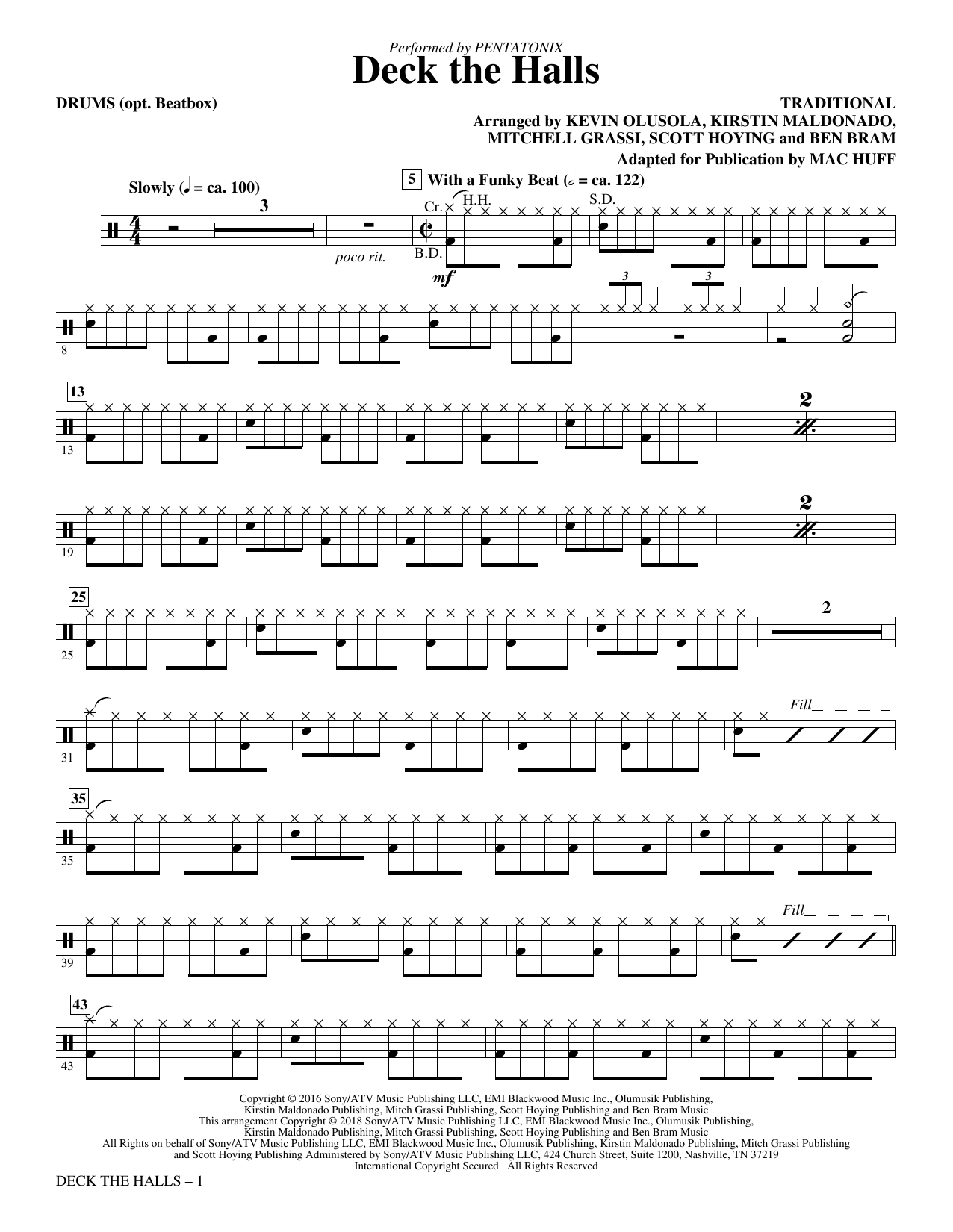 Mac Huff Deck The Halls Drums Sheet Music Download Pdf Score 378351