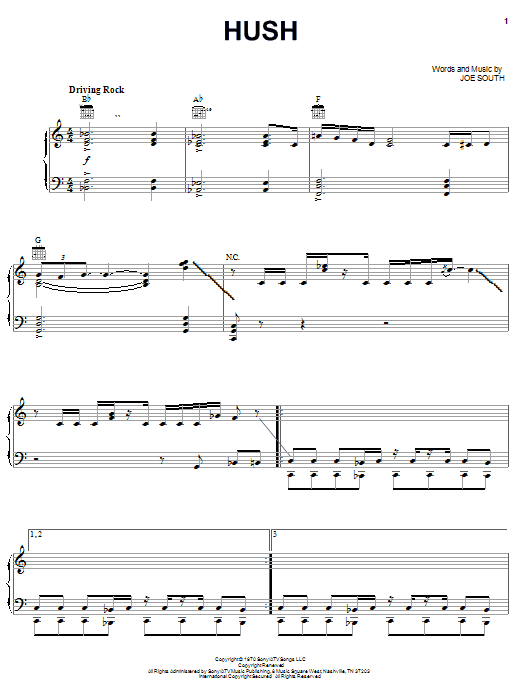 Deep Purple Hush Sheet Music Notes & Chords for Keyboard Transcription - Download or Print PDF