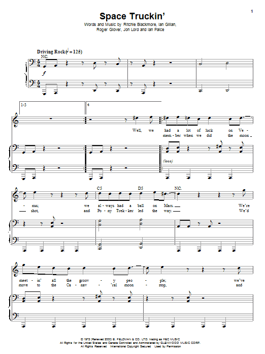 Deep Purple Space Truckin' Sheet Music Notes & Chords for Guitar Tab Play-Along - Download or Print PDF